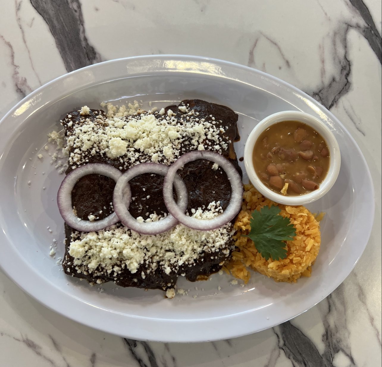 Plate with onions and salsa