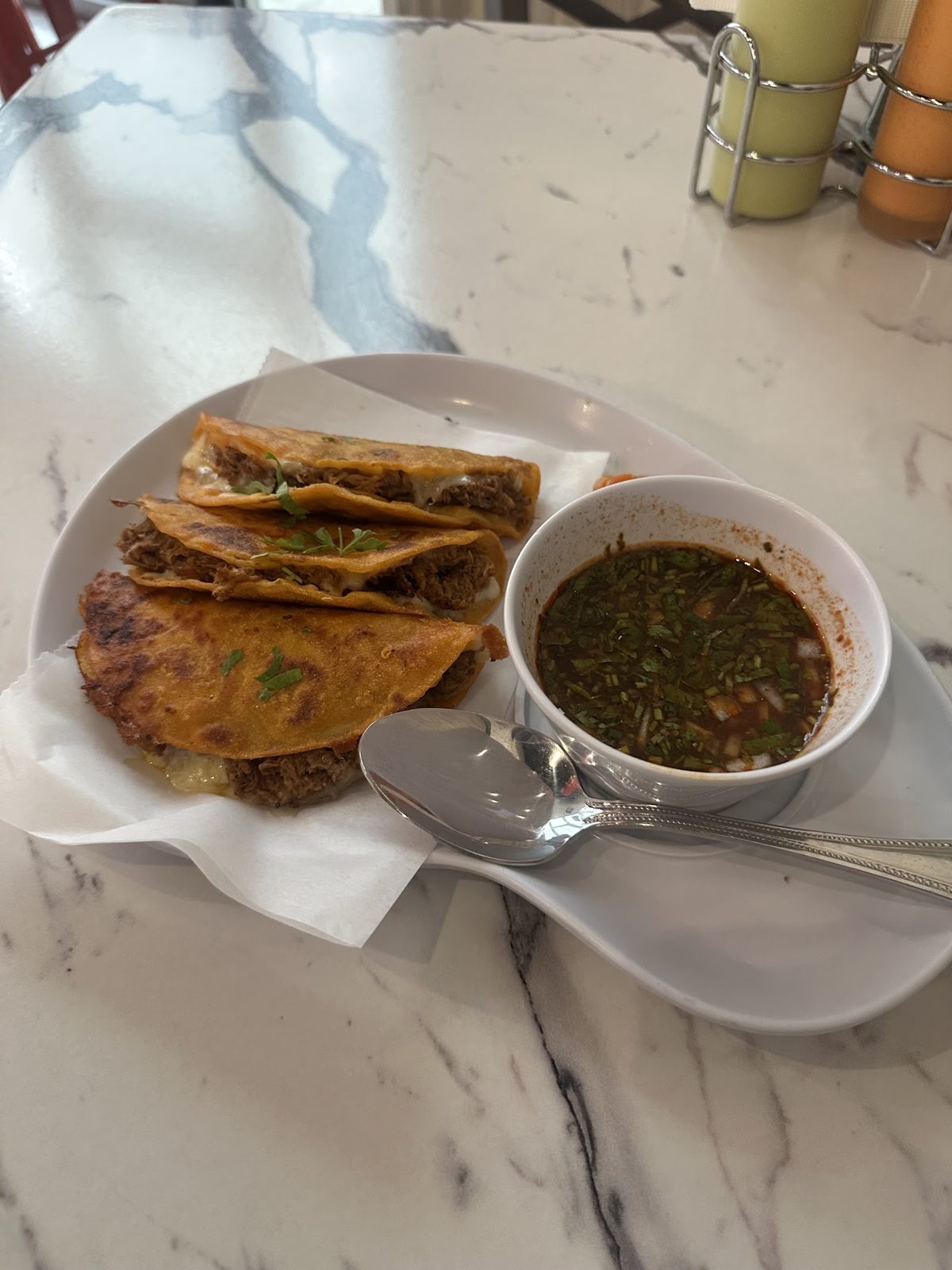 Quesadillas with consomé